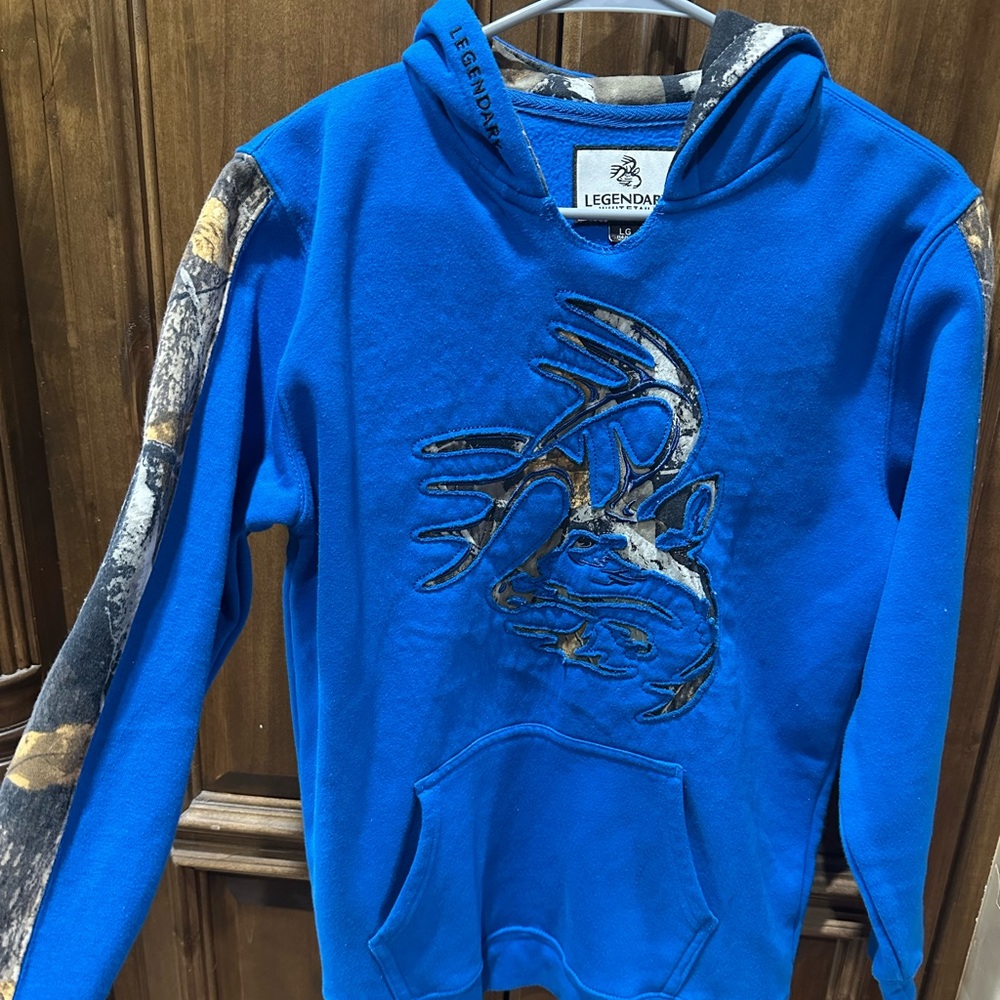 Legendary Whitetails Blue and Camouflage Kids Hoodie